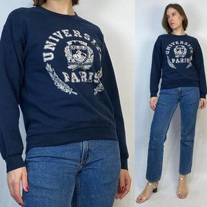 Vintage 90s DISTRESSED 'Universite Paris' Sweatshirt! Small
